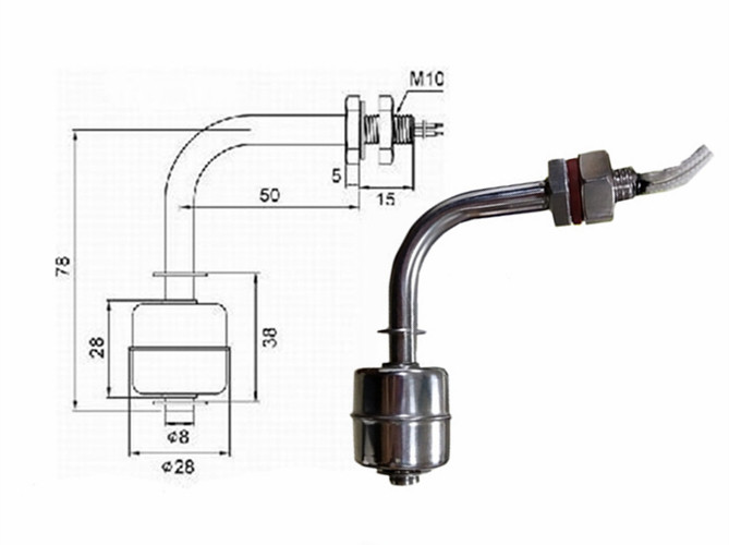 不锈钢弯型浮球开关Z...